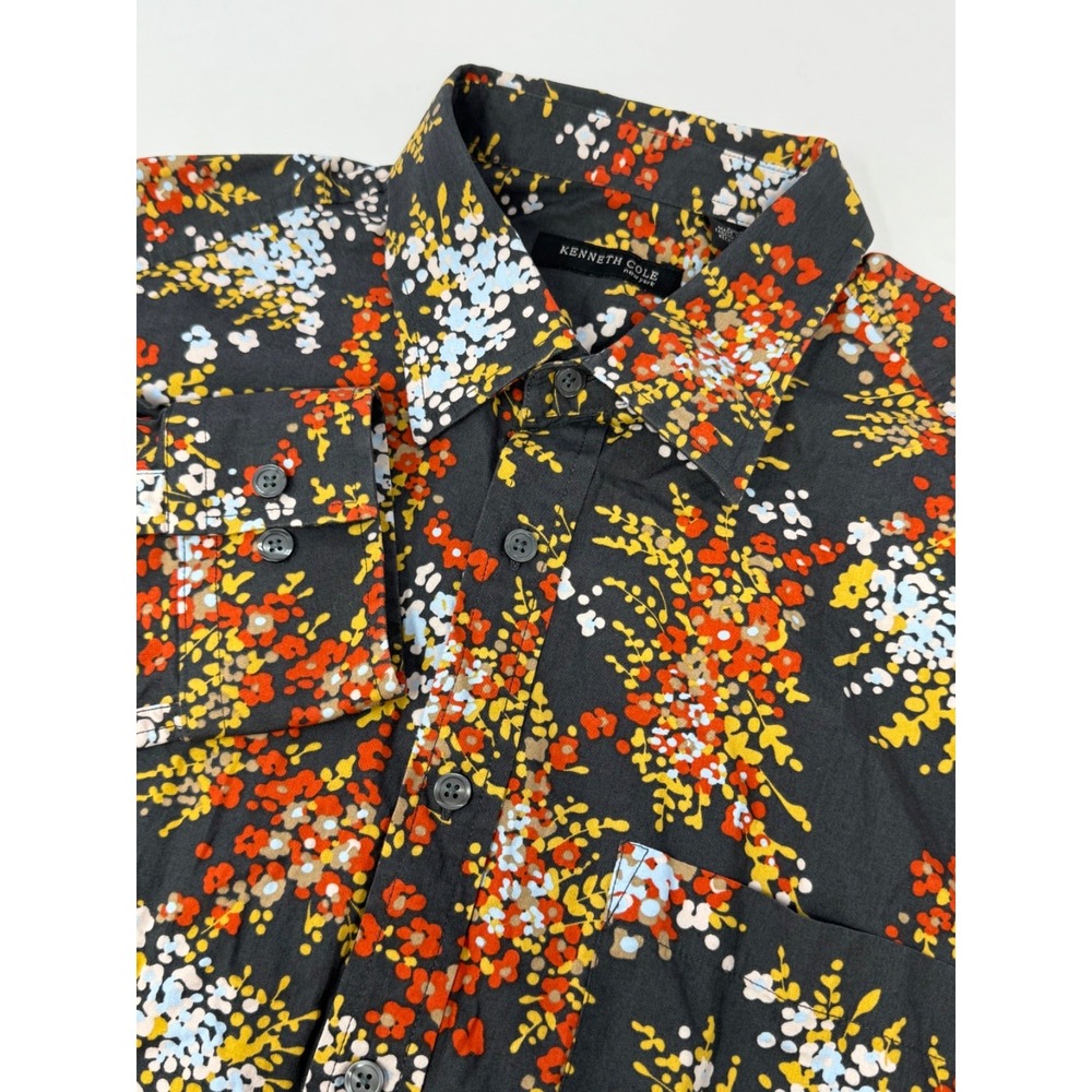 Kenneth Cole Men's Floral Button Down Size Large 100% Cotton Multicolored B9